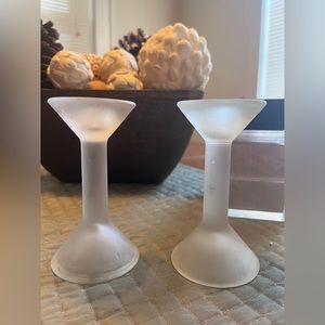 Set of 2, frosted glass candle holder